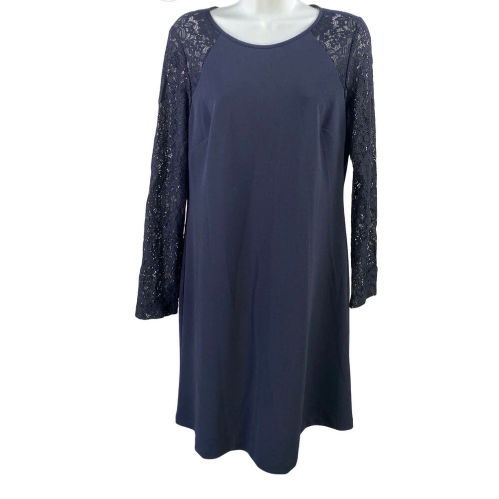Tommy Hilfiger Navy Lace Sleeve Dress Women’s 6 Classic Cocktail Sheath